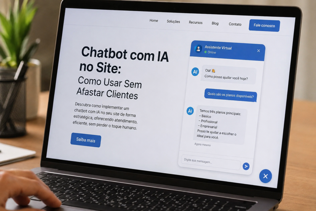 chatbot com ia no site para atender melhor sem afastar clientes
