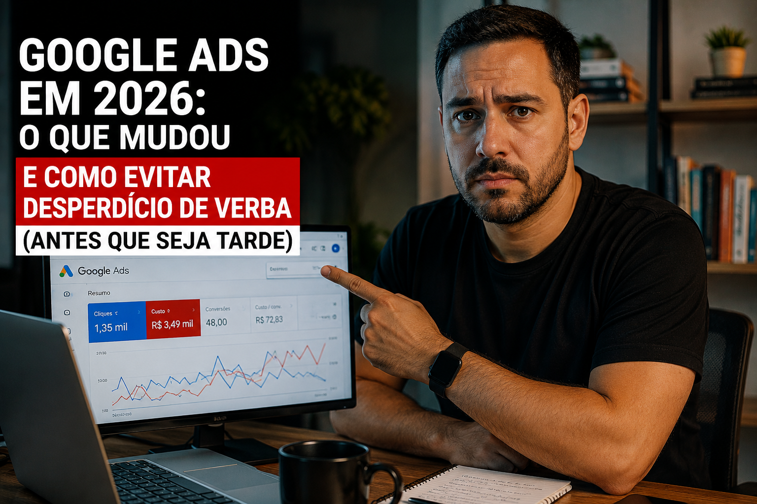 Campanha de Google Ads otimizada evitando desperdício de verba