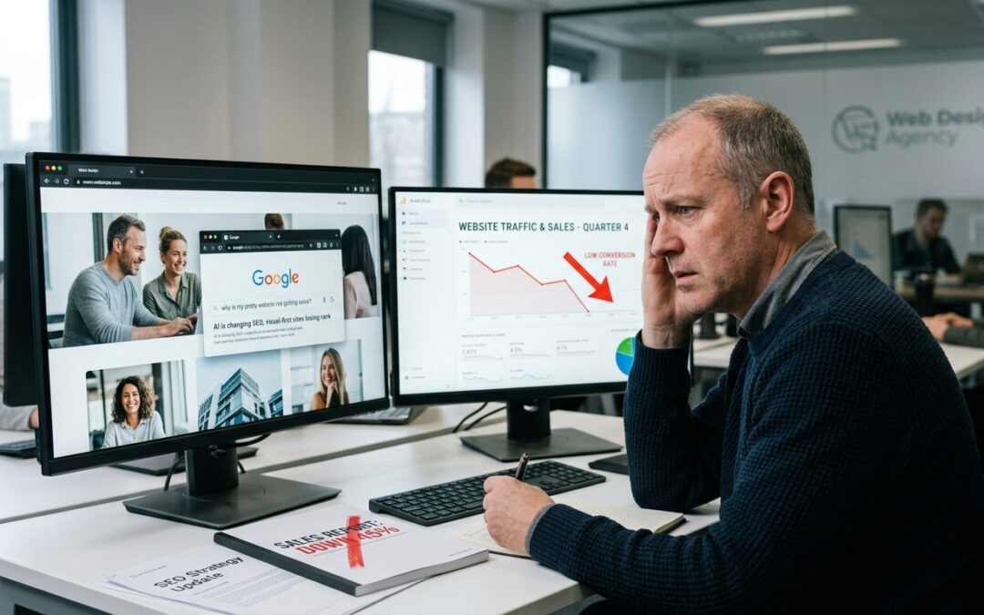 O impacto da IA no Google mudou as regras do jogo e, se você ainda acredita que ter “apenas um site bonitinho” garante vendas, sua empresa corre um sério risco financeiro agora mesmo.